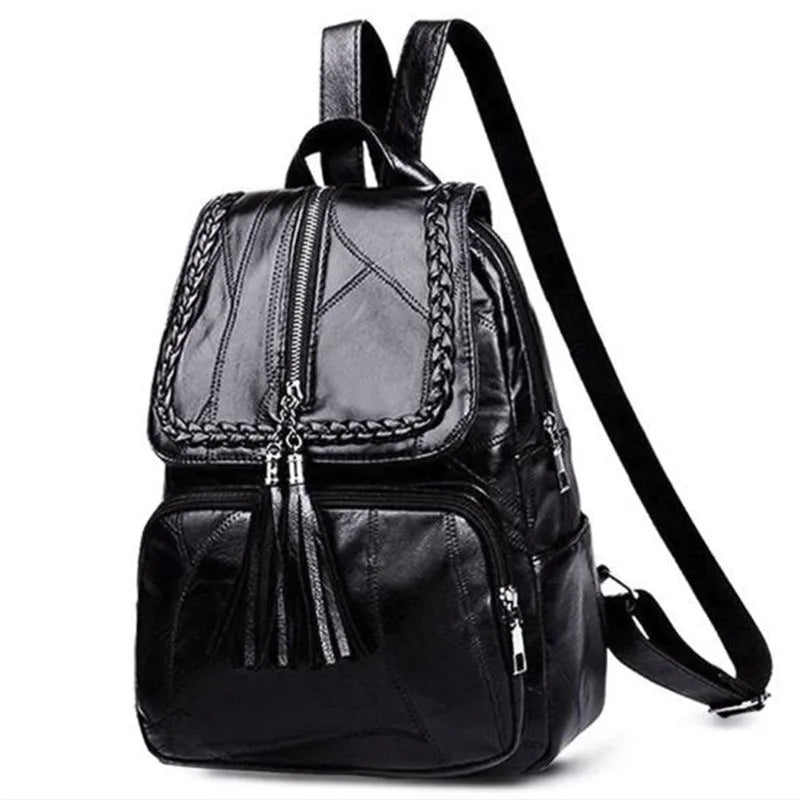 Women's PU Leather Backpack School Bag Waterproof Travel Multi-function Shoulder