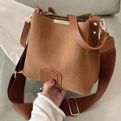 Vintage Leather Bucket Bag Crossbody Handbag