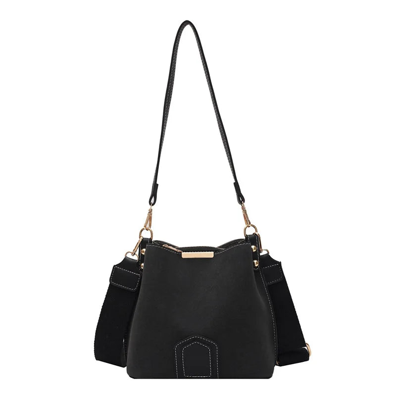 Vintage Leather Bucket Bag Crossbody Handbag