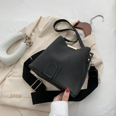 Vintage Leather Bucket Bag Crossbody Handbag