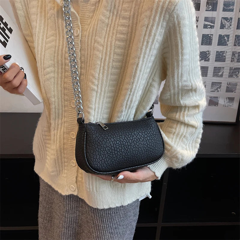 Mini Shoulder Bag Chain Handbag Solid Leather Ladies Bag