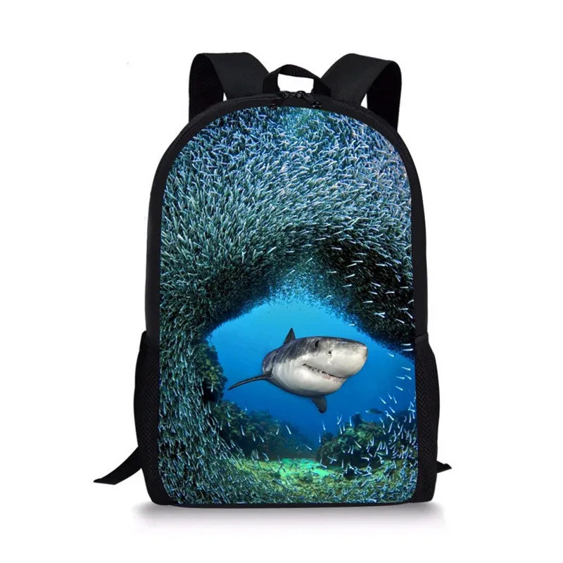 Coral Shark Printed Schoolbag for Kids