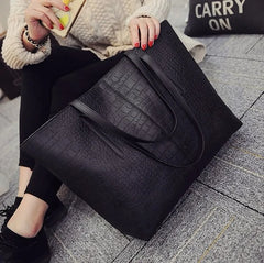 Ladies PU Leather Solid Shoulder Bag Women Bag Handbag Big Bag