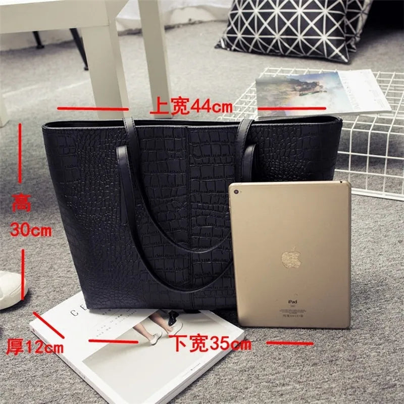 Ladies PU Leather Solid Shoulder Bag Women Bag Handbag Big Bag
