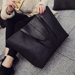 Ladies PU Leather Solid Shoulder Bag Women Bag Handbag Big Bag