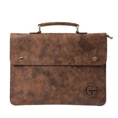 Vintage Leather Handbag Casual Men's bag Solid Portable File Tote