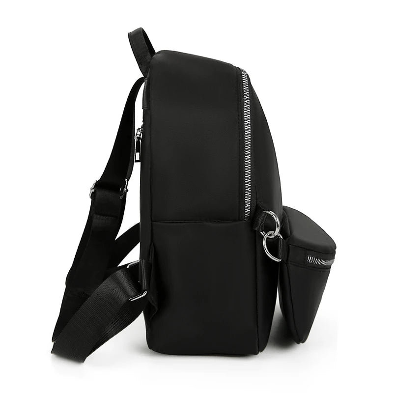 Ladies Double Pocket Oxford Fabric Backpack Lightweight Women's School Bag