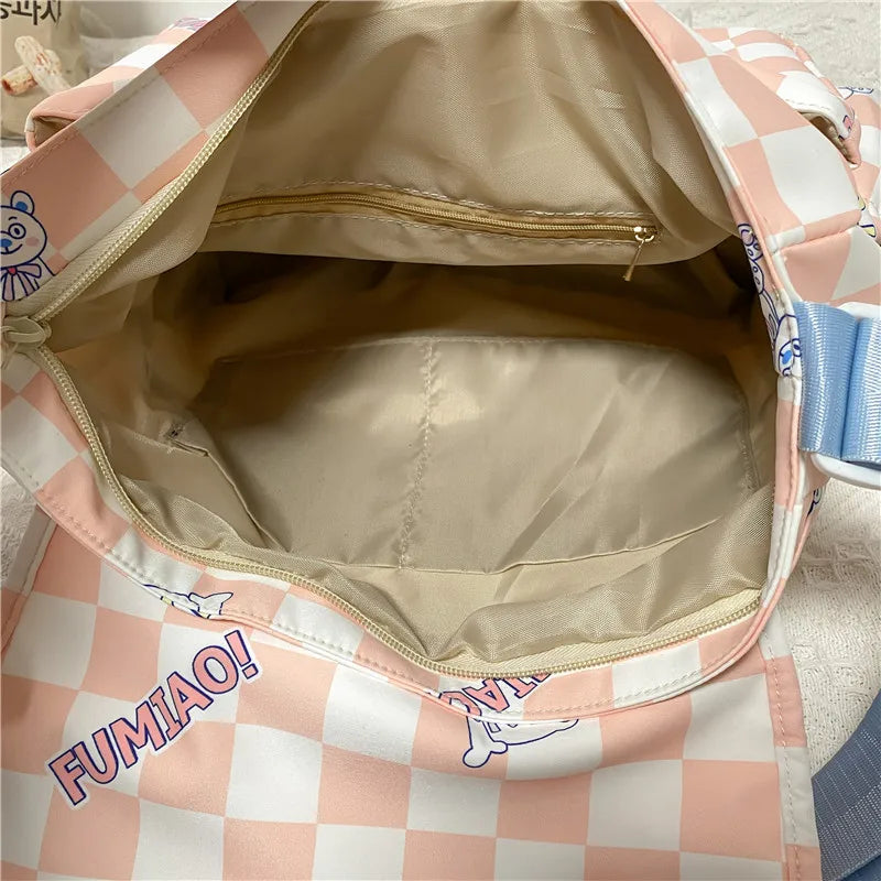Japanese Plaid Rabbit Messenger Bag
