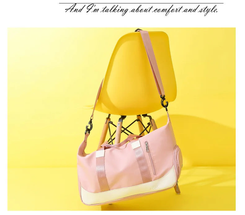 Women's Portable Travel Bag Wet Dry Separation Large Capacity Yoga Fitness Bag