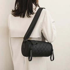 Lingge Single Shoulder Cylinder Women's Bag Wide Shoulder Belt Messenger Bag