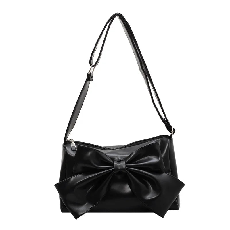 Girl Small Square Bag with Sweet Bow Cross-Body Shoulder Bag