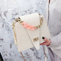 Small Square Bag with Chain Strap Metal Buckle