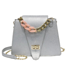 Small Square Bag with Chain Strap Metal Buckle