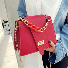 Small Square Bag with Chain Strap Metal Buckle