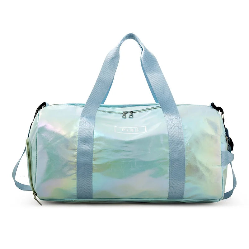 Women's Laser Yoga Bag Causal Travel Handbag Shoulder Crossbody Luggage