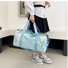 Women's Laser Yoga Bag Causal Travel Handbag Shoulder Crossbody Luggage