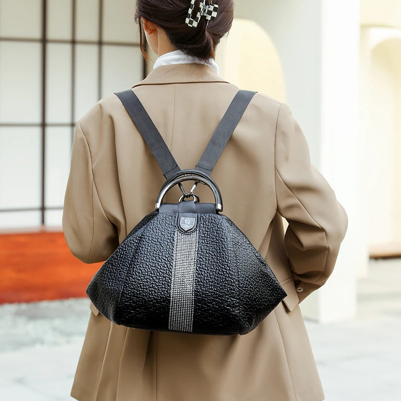 Women's Soft Leather Backpack - Travel, Young Girl 3-in-1 Backpack