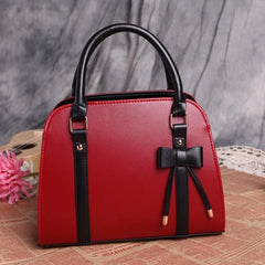 Women's PU Leather Bow Handbag Solid Color One Shoulder Bag