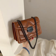 Women's PU Leather Chain Shoulder Bag Casual Messenger Small Square Bag