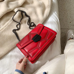 Women's PU Leather Chain Shoulder Bag Casual Messenger Small Square Bag