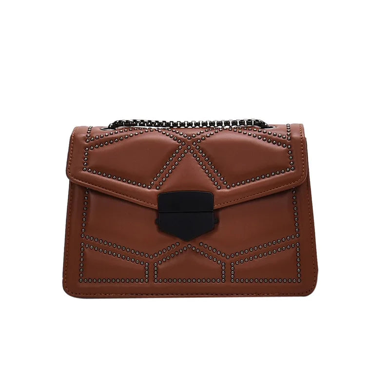 Women's PU Leather Chain Shoulder Bag Casual Messenger Small Square Bag