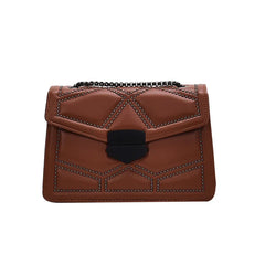 Women's PU Leather Chain Shoulder Bag Casual Messenger Small Square Bag