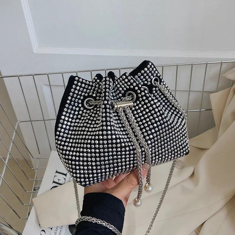 Women's Diamond Bucket Mini Bag Ins Chain Messenger Bag