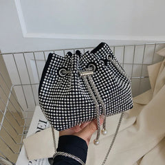 Women's Diamond Bucket Mini Bag Ins Chain Messenger Bag