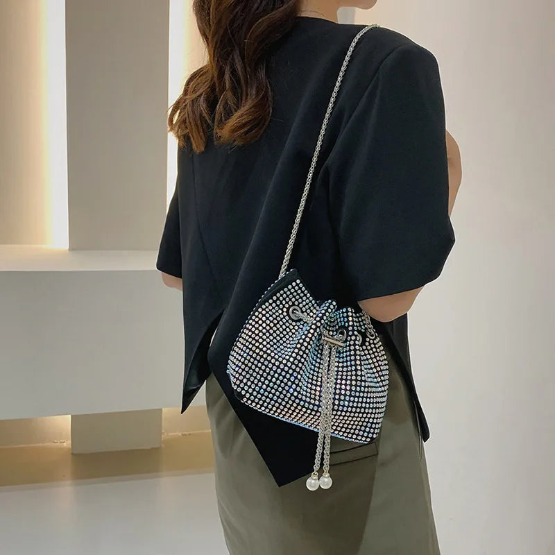 Women's Diamond Bucket Mini Bag Ins Chain Messenger Bag