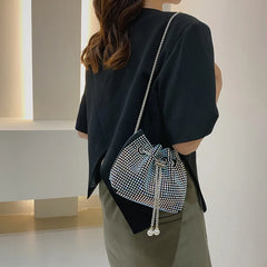 Women's Diamond Bucket Mini Bag Ins Chain Messenger Bag