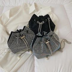 Women's Diamond Bucket Mini Bag Ins Chain Messenger Bag