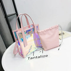 Transparent Laser Tote Bag for Women, Single Shoulder Mother Bag