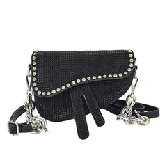 Thick Chain Saddle Bag with Bright Diamond for Women