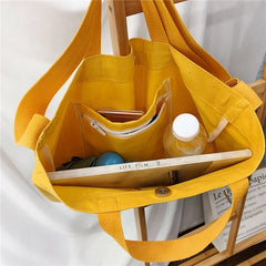Women's Canvas Bag High Capacity Handbag Shoulder Bag Cartoon Bear Design
