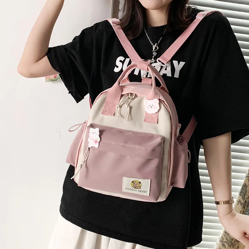 2022 Cute Mini Schoolbag for Young Female Students, Waterproof Nylon Travel