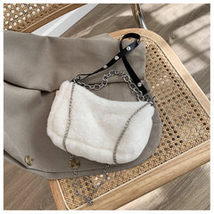 2022 Women Plush Bucket Bag Soft Faux Fur Shoulder Bag