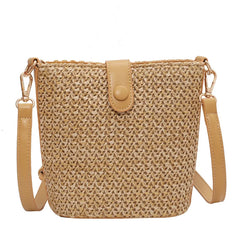 2022 Women's Straw Woven Shoulder Bag Crossbody Bucket Bag