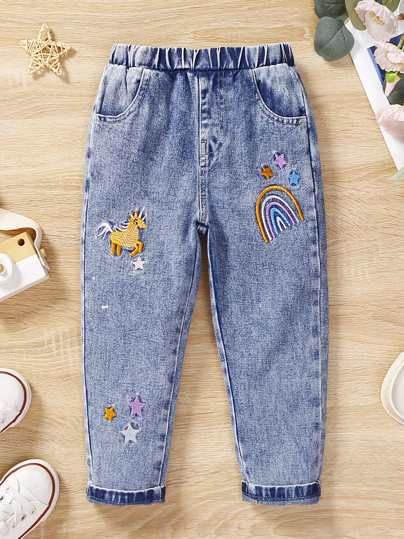 Toddler Girls' Unicorn Rainbow Stars Jeans