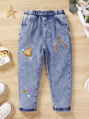 Toddler Girls' Unicorn Rainbow Stars Jeans