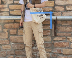 2022ss HUMAN Bear Print Canvas Bag Couple One Shoulder Crossbody Bag