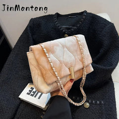 Embroidery Pu Leather Ladies Handbags Chain Strap Flap Crossbody Bags