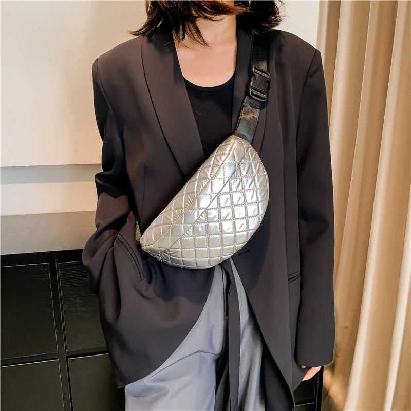 Women's Down Waist Pack Crossbody Bag for Winter Shopping