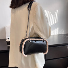 Plush Chain Shoulder Bag Retro Handbag Work Bolsa Feminina