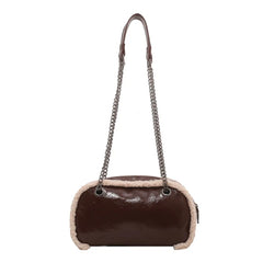 Plush Chain Shoulder Bag Retro Handbag Work Bolsa Feminina