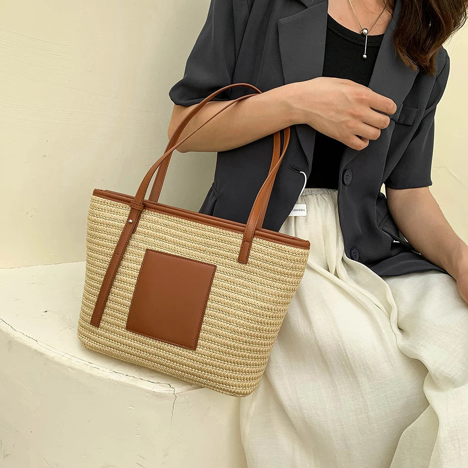 Beach Basket Summer Bag Straw Bag Beach Bags Big Rattan Shoulder Bags