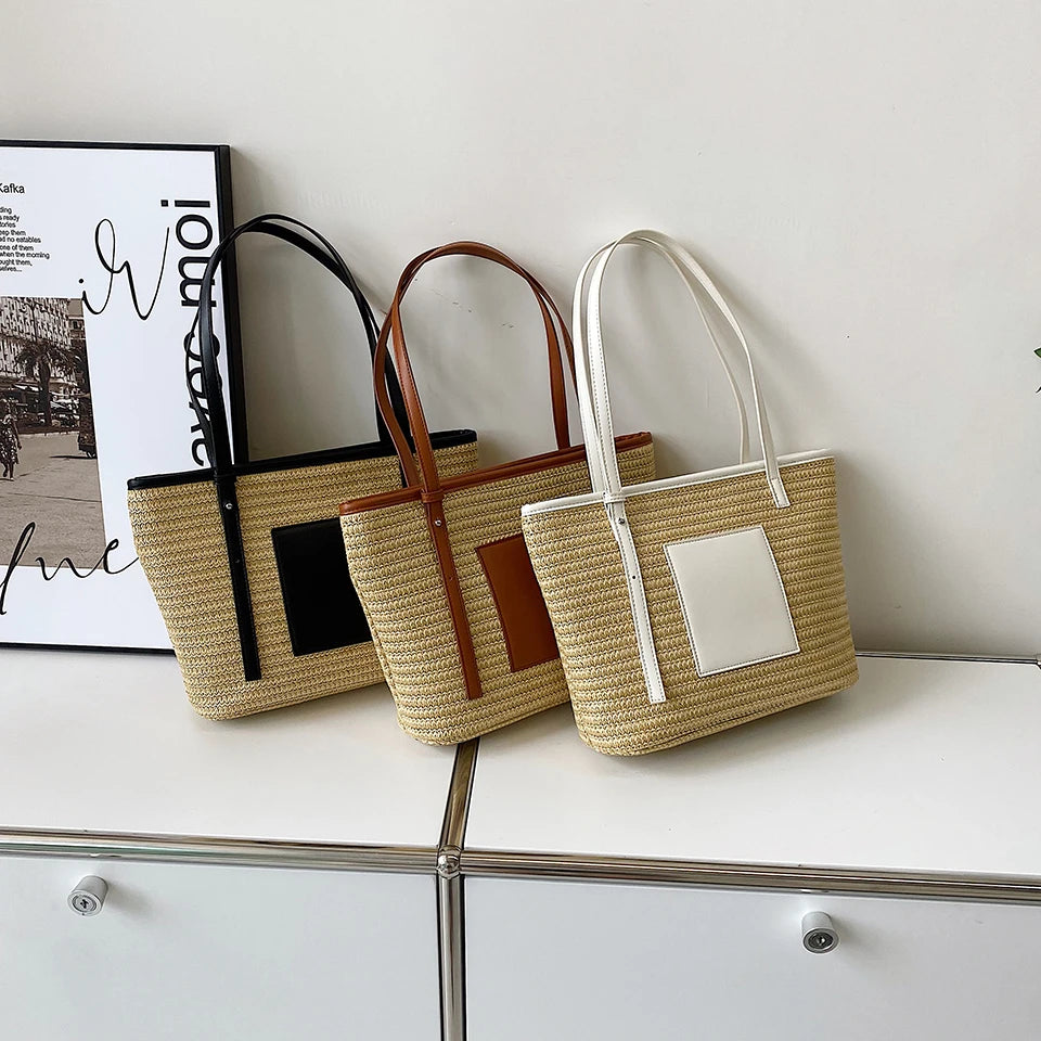 Beach Basket Summer Bag Straw Bag Beach Bags Big Rattan Shoulder Bags