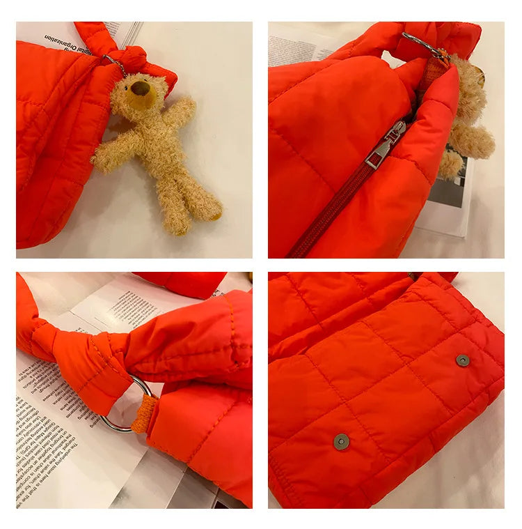 Quilted Fluffy Padded Bags Crossbody Bags For Women Shoulder Bag