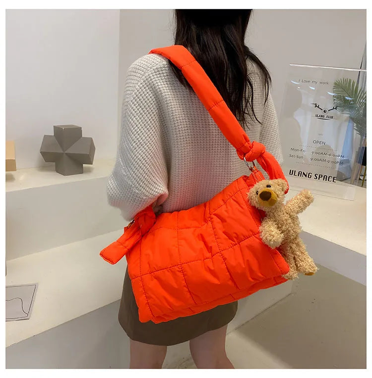 Quilted Fluffy Padded Bags Crossbody Bags For Women Shoulder Bag