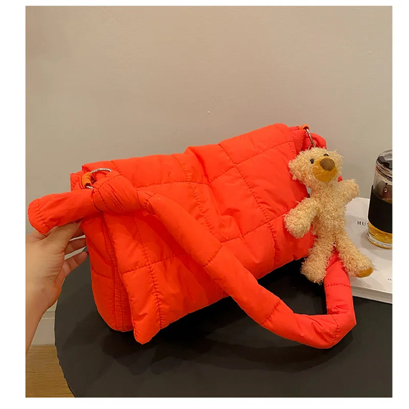 Quilted Fluffy Padded Bags Crossbody Bags For Women Shoulder Bag