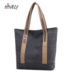 Canvas Tote Handbag Women Shoulder Bag Zipper Eco Shopping Bag